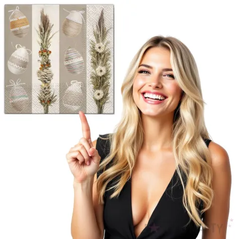 serwetki wielkanoc jajka i palmy maki 33 cm 20 szt