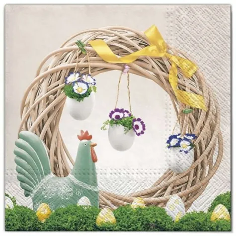 serwetki wielkanoc jajka na wiencu maki 33 cm 20 szt