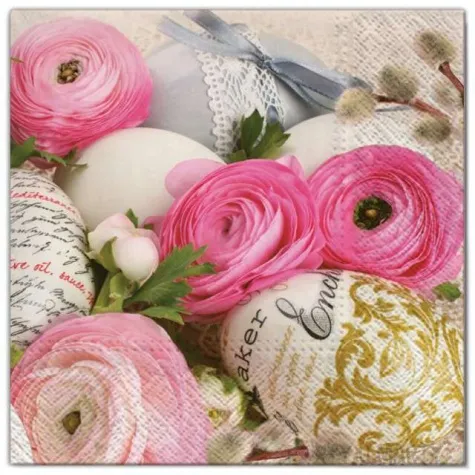 serwetki wielkanoc jajka w kwiatach maki 33 cm 20 szt