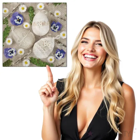 serwetki wielkanoc jajka ze sznurka maki 33 cm 20 szt