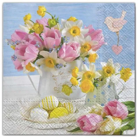 serwetki wielkanoc kolorowy bukiet maki 33 cm 20 szt