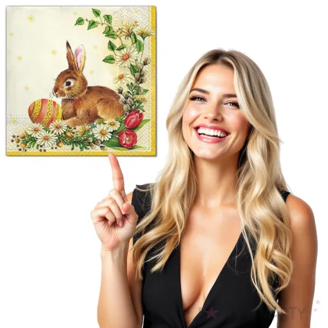 serwetki wielkanoc krolik i jajko maki 33 cm 20 szt