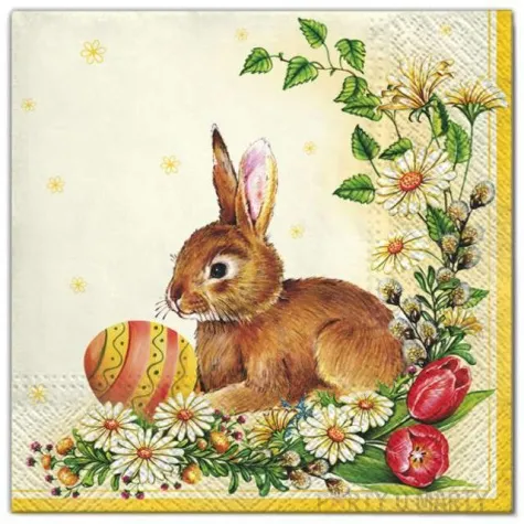 serwetki wielkanoc krolik i jajko maki 33 cm 20 szt