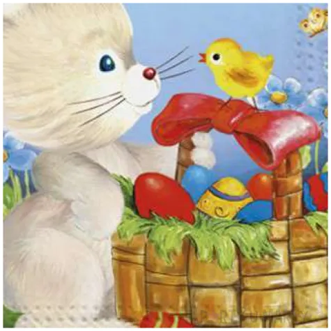 serwetki wielkanoc krolik z koszykiem maki 33 cm 20 szt