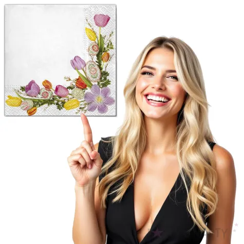 serwetki wielkanoc kwiatowa ramka maki 33 cm 20 szt