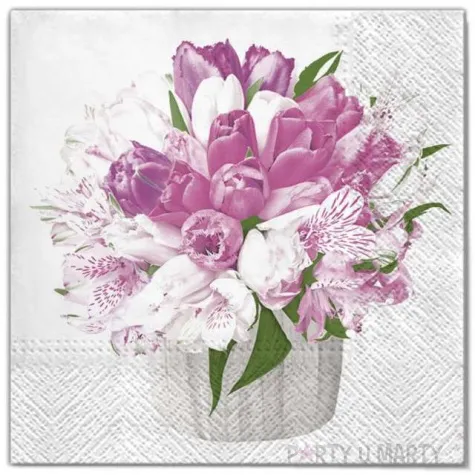 serwetki wielkanoc kwiaty bialo rozowe maki 33 cm 20 szt