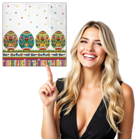 serwetki wielkanoc ludowe jajka maki 33 cm 20 szt