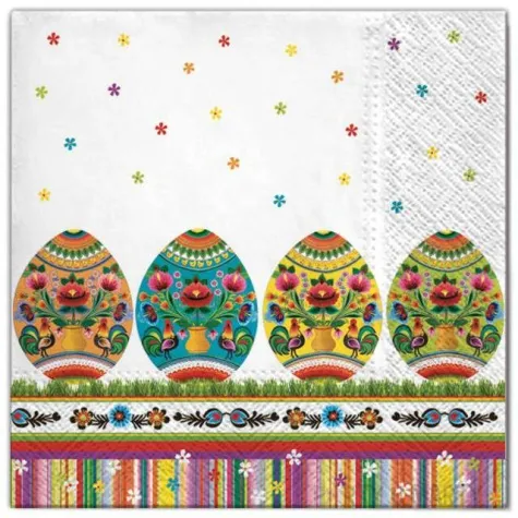 serwetki wielkanoc ludowe jajka maki 33 cm 20 szt