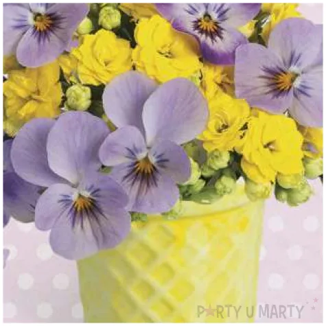 serwetki wielkanoc pierwiosnki w wazonie maki 33 cm 20 szt