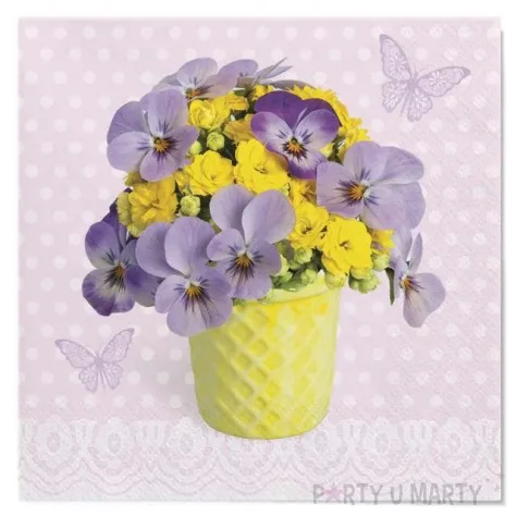 serwetki wielkanoc pierwiosnki w wazonie maki 33 cm 20 szt