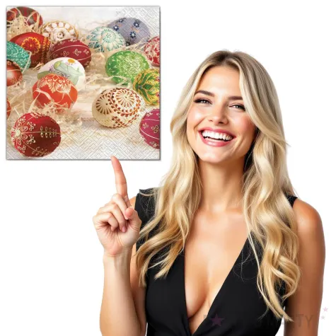 serwetki wielkanoc pisanki na sianku maki 33 cm 20 szt