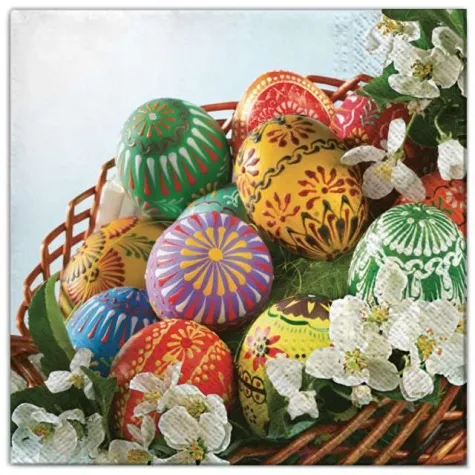 serwetki wielkanoc pisanki w koszu maki 33 cm 20 szt