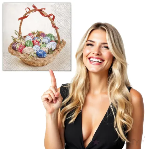 serwetki wielkanoc pisanki w koszyczku maki 33 cm 20 szt