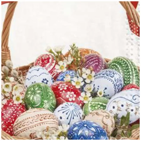 serwetki wielkanoc pisanki w koszyczku maki 33 cm 20 szt