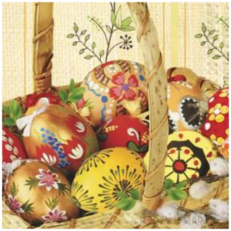 serwetki wielkanoc pisanki w koszyku maki 33 cm 20 szt
