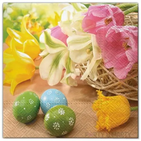 serwetki wielkanoc pisanki w kwiatach maki 33 cm 20 szt