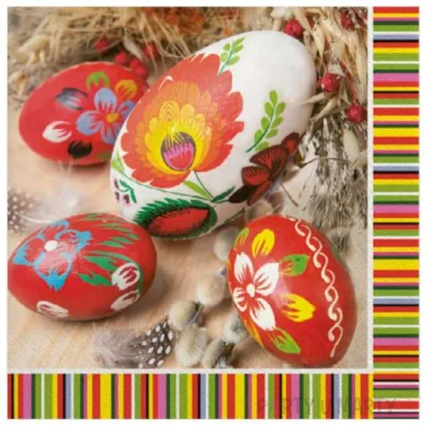 serwetki wielkanoc pisanki w lowickie wzory maki 33 cm 20 szt