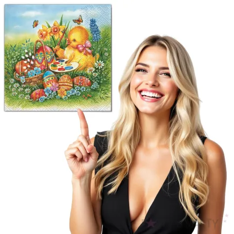 serwetki wielkanoc pisklak z jajkami maki 33 cm 20 szt