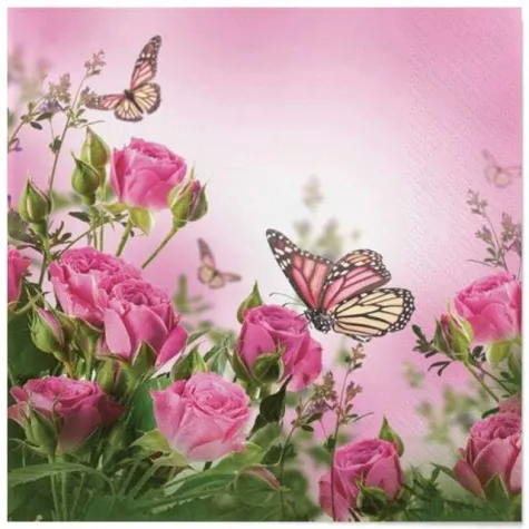 serwetki wielkanoc roze i motyle maki 33 cm 20 szt