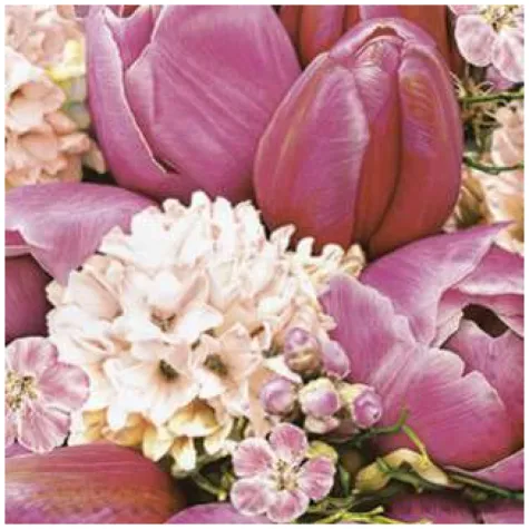 serwetki wielkanoc rozowy bukiet maki 33 cm 20 szt