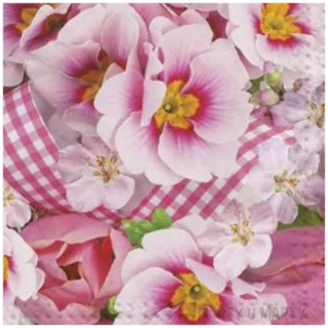 serwetki wielkanoc rozowy bukiet maki 33 cm 20 szt