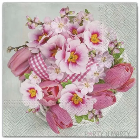 serwetki wielkanoc rozowy bukiet maki 33 cm 20 szt