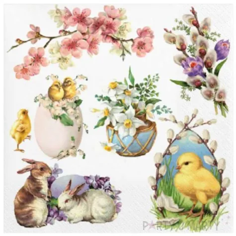 serwetki wielkanoc swiateczna kompozycja maki 33 cm 20 szt