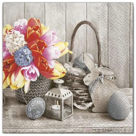 serwetki wielkanoc szara kompozycja maki 33 cm 20 szt