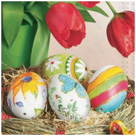 serwetki wielkanoc tulipany i jajka maki 33 cm 20 szt