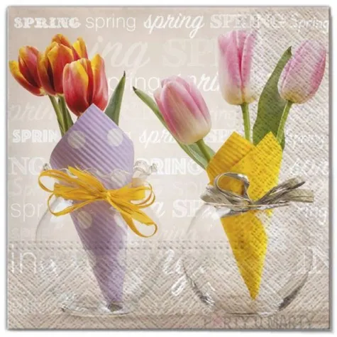 serwetki wielkanoc tulipany w papierze maki 33 cm 20 szt