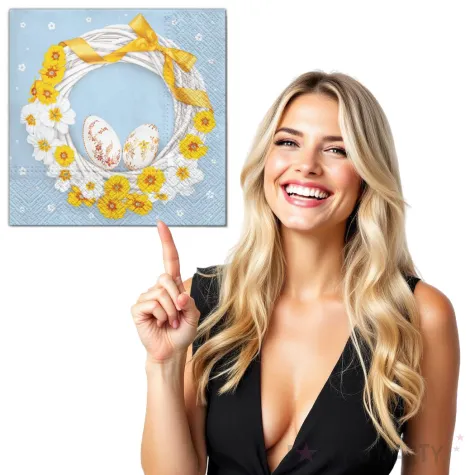 serwetki wielkanoc wieniec zolty maki 33 cm 20 szt