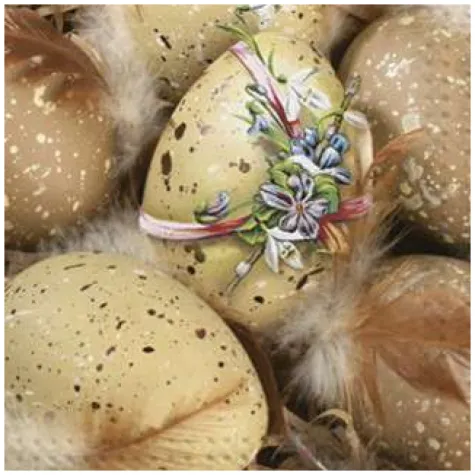 serwetki wielkanoc zlote pisanki w koszu maki 33 cm 20 szt