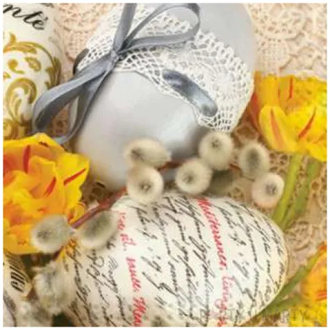 serwetki wielkanoc zolte tulipany i jajka maki 33 cm 20 szt