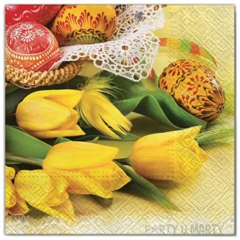 serwetki wielkanoc zolte tulipany maki 33 cm 20 szt