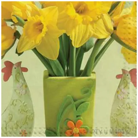 serwetki wielkanoc zonkile i 2 kury maki 33 cm 20 szt