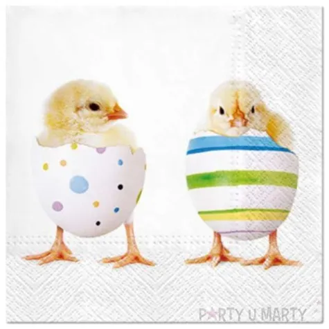 serwetki wielkanocne kurczaki w skorupkach paw 33 cm 20 szt