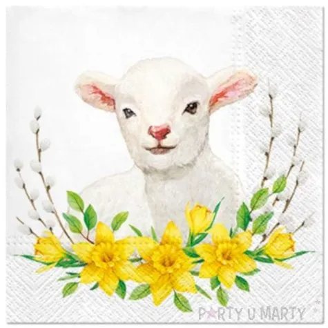 serwetki wielkanocne owieczka w zonkilach paw 33 cm 20 szt