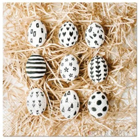 serwetki wielkanocne pisanki na sianie paw 33 cm 20 szt