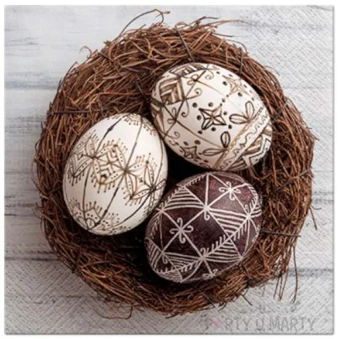 serwetki wielkanocne pisanki w gniazdku paw 33 cm 20 szt