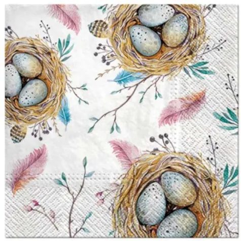 serwetki wielkanocne pisanki w koszykach paw 33 cm 20 szt