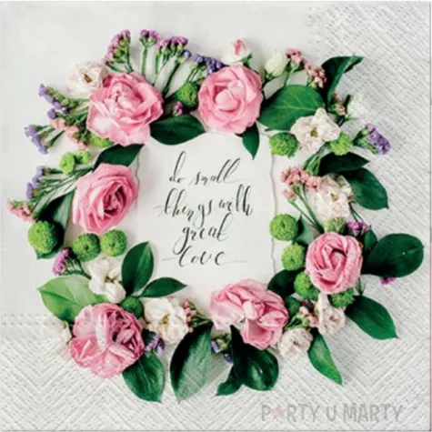 serwetki wieniec kwiatowy paw 33 cm 20 szt