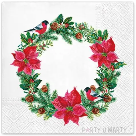 serwetki wieniec z kwiatami paw 33 cm 20 szt