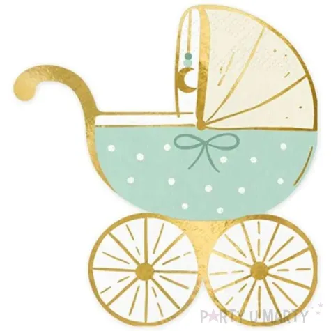 serwetki wozek mietowo zloty partydeco 33 cm 20 szt