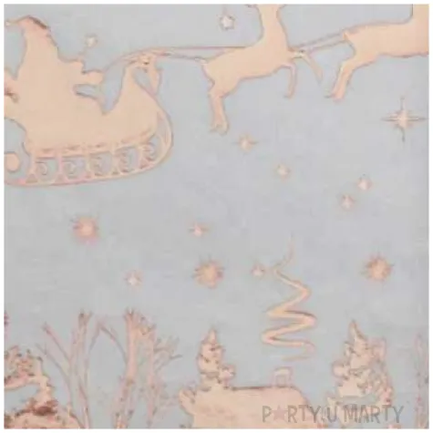 serwetki zaprzeg swietego mikolaja santex rozowo zlote metaliczne 33cm 20 szt