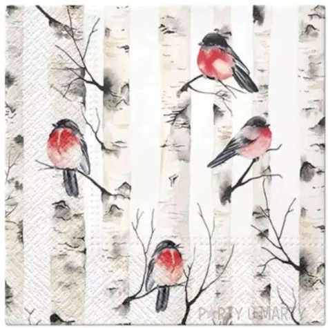 serwetki zimowe gile na brzozach paw 33 cm 20 szt