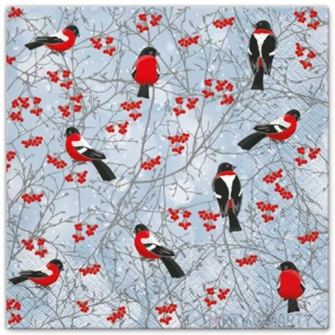 serwetki zimowe ptaki paw 33 cm 20 szt