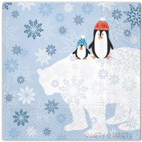 serwetki zimowi przyjaciele paw 33 cm 20 szt