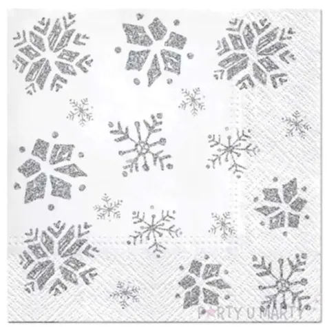 serwetki zimowy klimat sniezynki biale paw 33 cm 20 szt