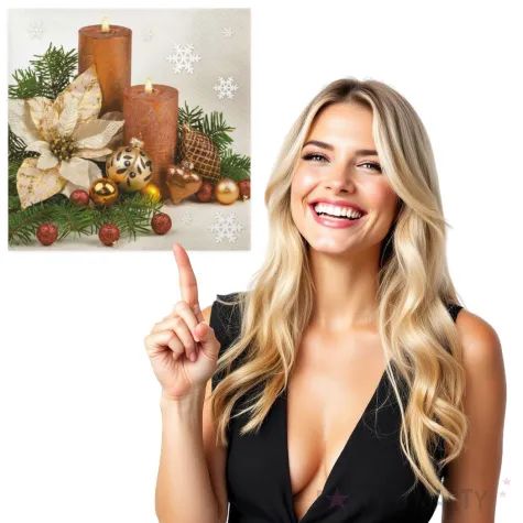 serwetki zlota poinsecja i dwie swiece maki 33 cm 20 szt