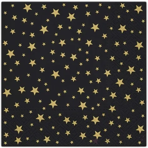 serwetki zlote gwiazdki czarne paw 33 cm 20 szt